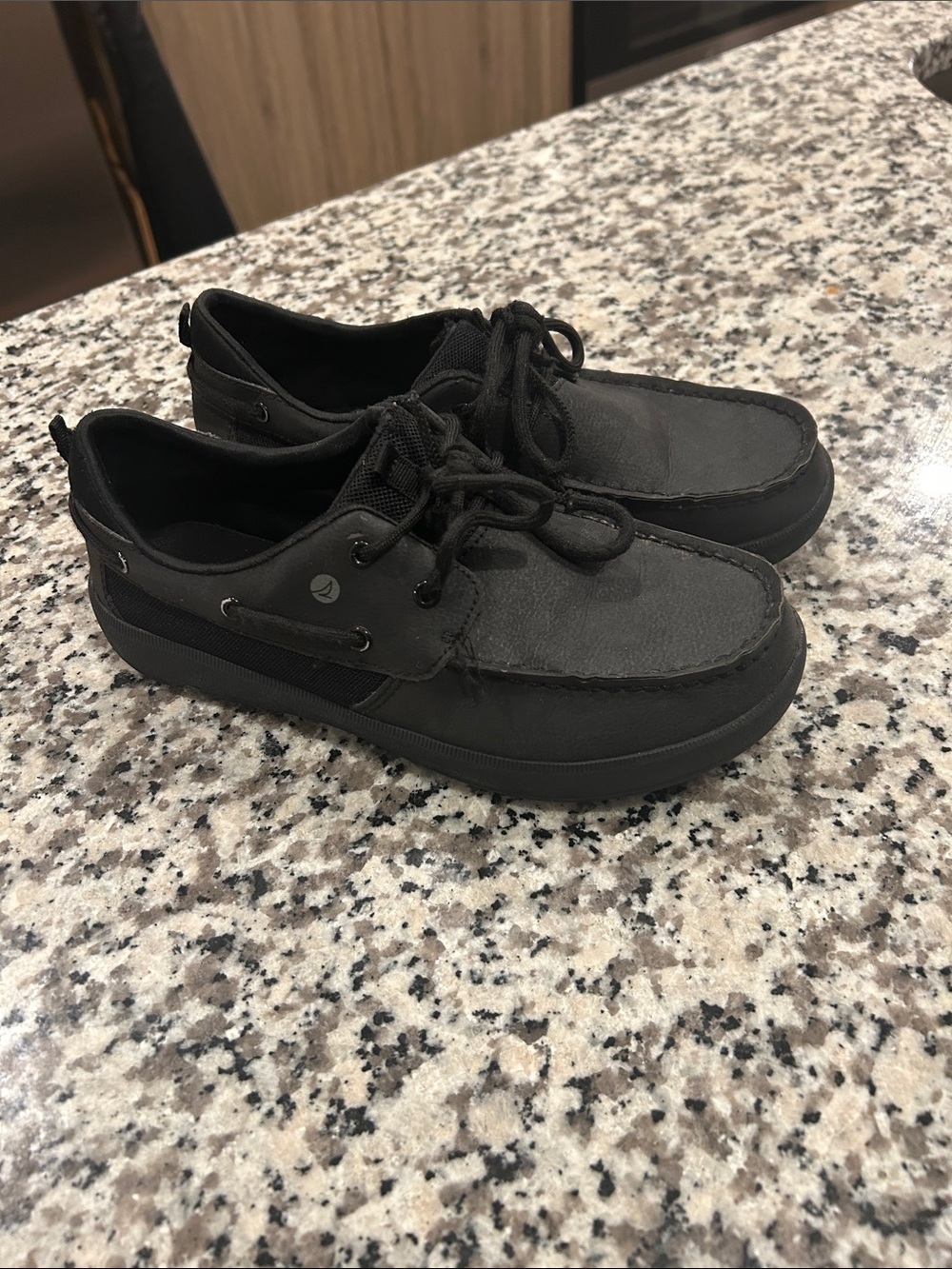 Sperry Kids Black Lace-Up Boat Shoes